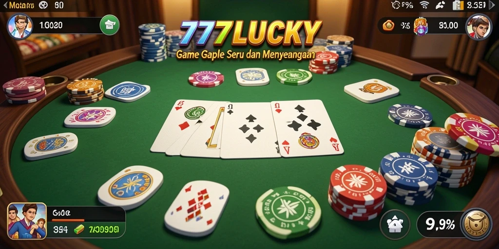 Tampilan gameplay seru di 777LUCKY dengan kartu Gaple.