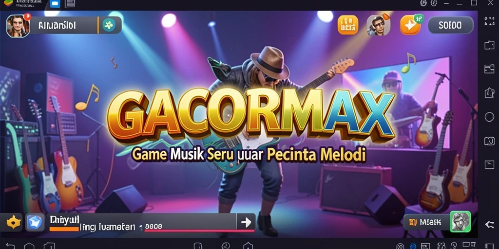 Tampilan gameplay GACORMAX dengan berbagai pilihan lagu dan tantangan musik.