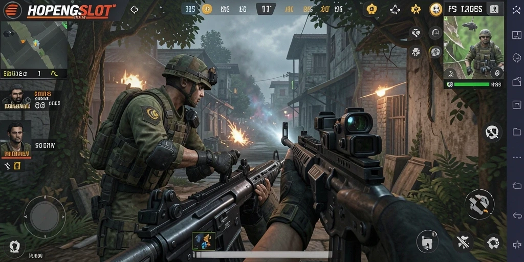 Tampilan gameplay HOPENGSLOT yang seru dan mendebarkan dalam aksi FPS.