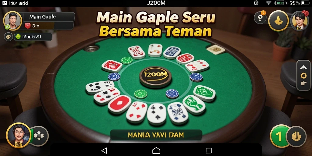 Tampilan gameplay Gaple yang seru dan interaktif di J200M.