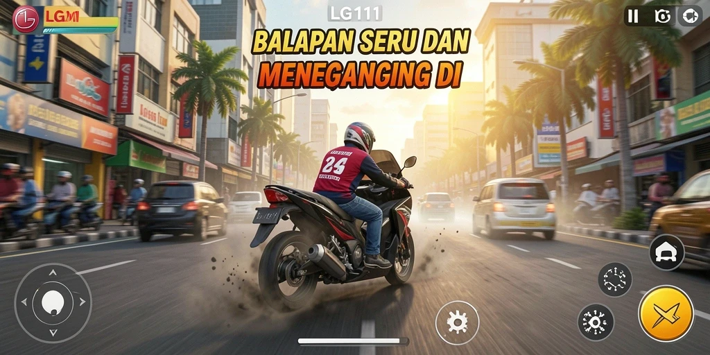 Screenshot menunjukkan mobil balapan dalam aksi di lintasan yang menyenangkan.