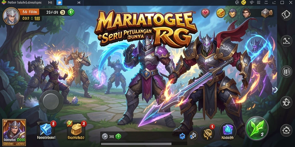 Tampilan gameplay MARIATOGEL menampilkan pertarungan epik di dunia fantasi.