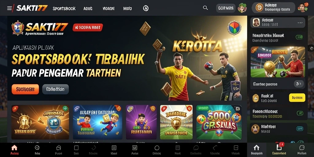 Tampilan menarik dari antarmuka aplikasi SAKTI77 saat bermain Sportsbook.