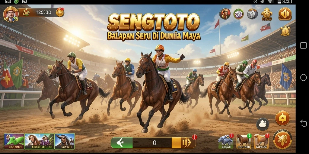 Screenshot gameplay SENGTOTO menampilkan aksi balapan yang mendebarkan.